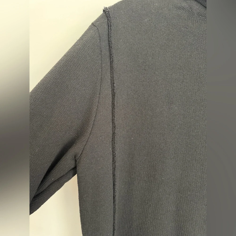 Ron Tomson Black Asymmetrical Draped Cardigan Jacket Raw Edge